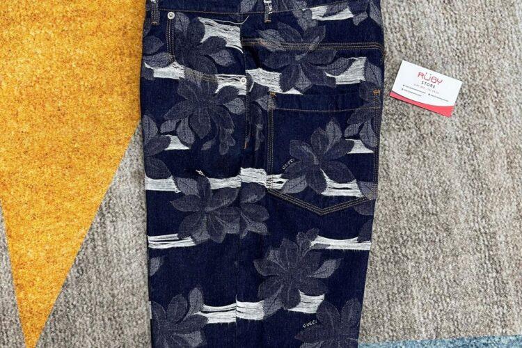 Quần Short Gucci Men’s Blue Jacquard Denim Màu Xanh