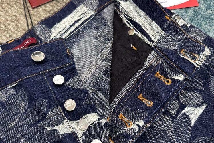 Quần Short Gucci Men’s Blue Jacquard Denim Màu Xanh