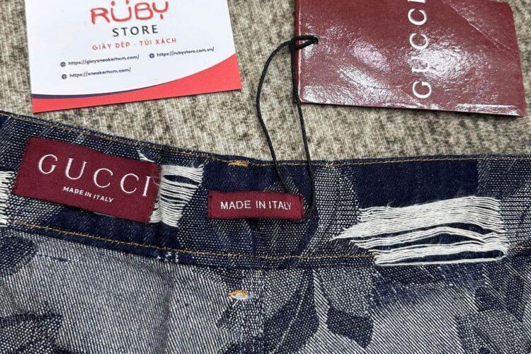 Quần Short Gucci Men’s Blue Jacquard Denim Màu Xanh