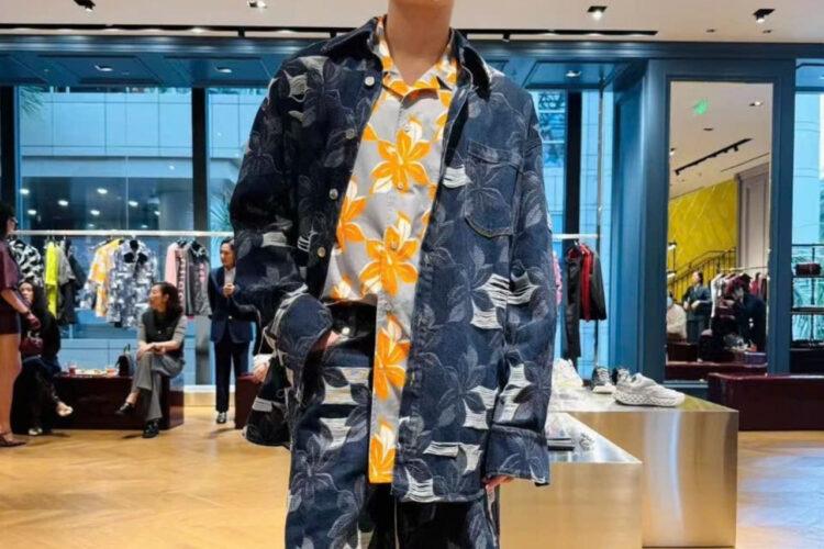 Quần Short Gucci Men's Blue Jacquard Denim Màu Xanh