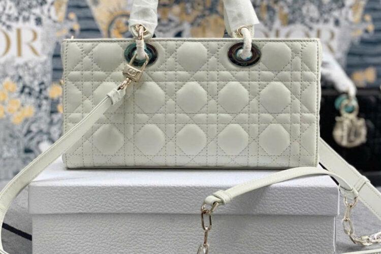 Túi Dior Medium Lady D-Joy Latte Lambskin GHW Màu Kem