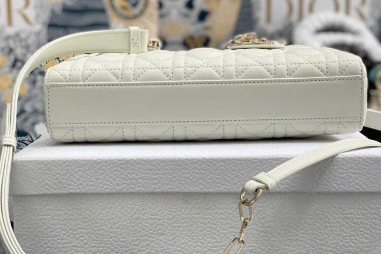 Túi Dior Medium Lady D-Joy Latte Lambskin GHW Màu Kem