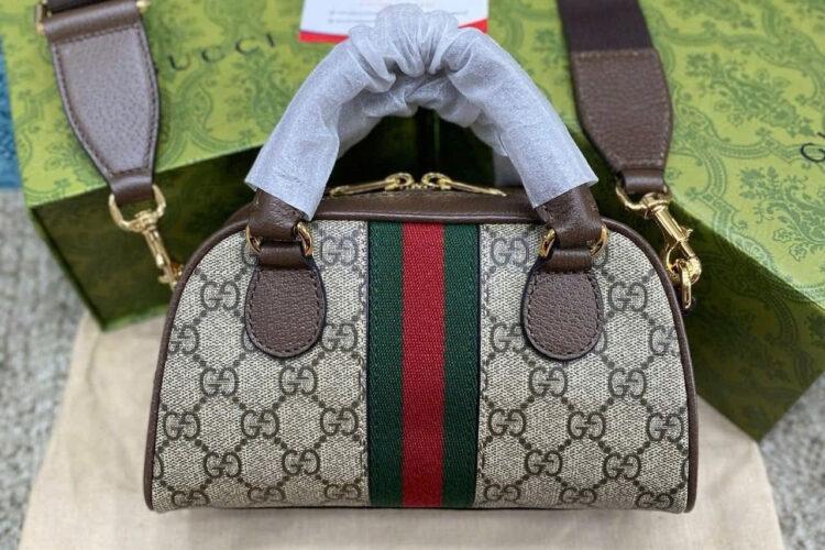 Túi Gucci Ophidia Mini GG Top Handle Bag Ebony Beige GG Supreme