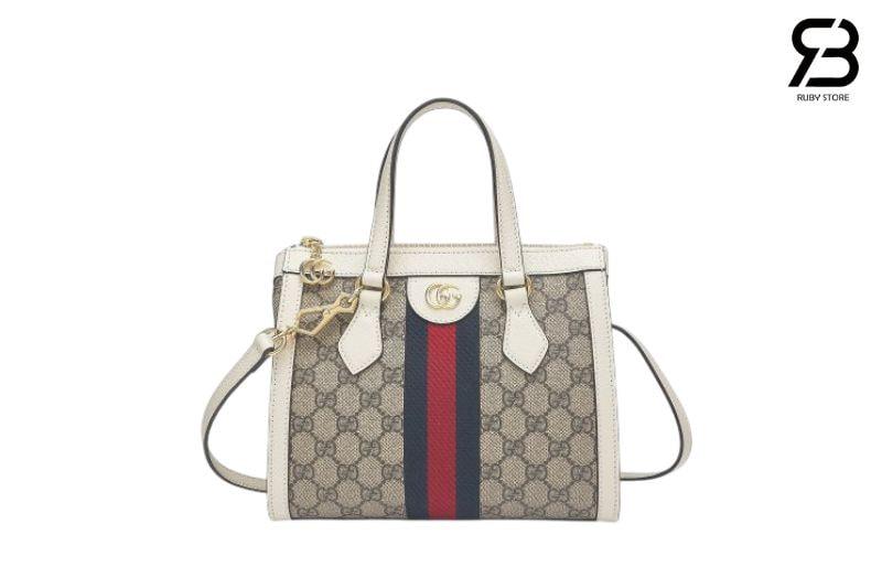 Túi Gucci Ophidia Mini Tote Bag Beige Ebony GG Supreme White
