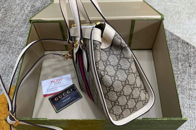 Túi Gucci Ophidia Mini Tote Bag Beige Ebony GG Supreme White