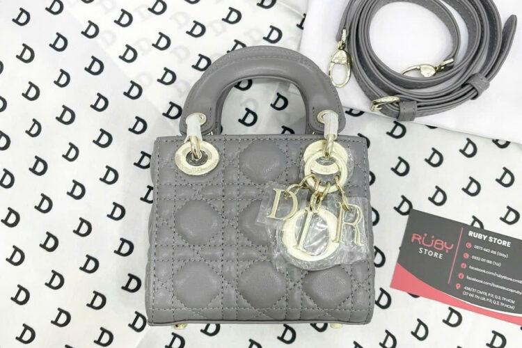 Túi Micro Lady Dior Lady Grey Lambskin GHW Màu Xám