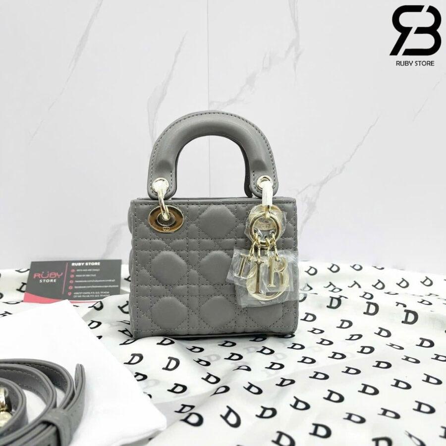 Túi Micro Lady Dior Lady Grey Lambskin GHW Màu Xám