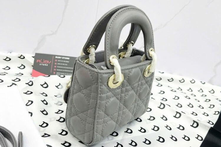 Túi Micro Lady Dior Lady Grey Lambskin GHW Màu Xám