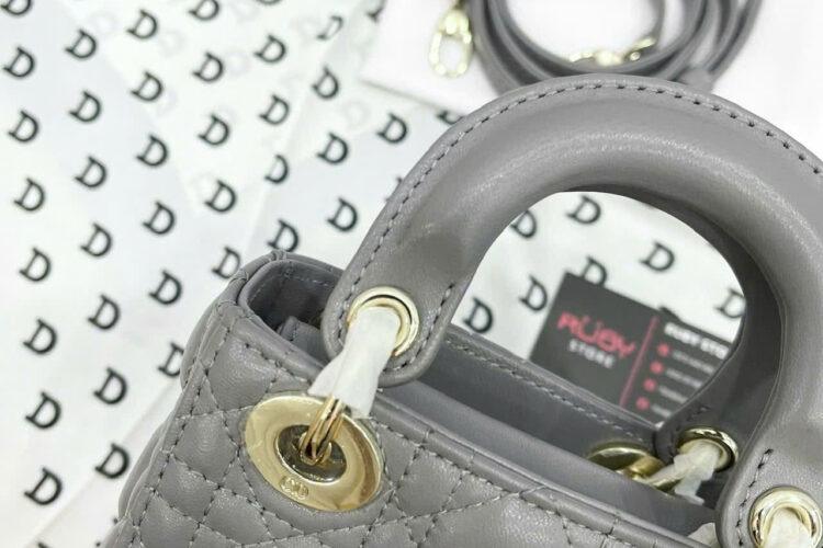 Túi Micro Lady Dior Lady Grey Lambskin GHW Màu Xám