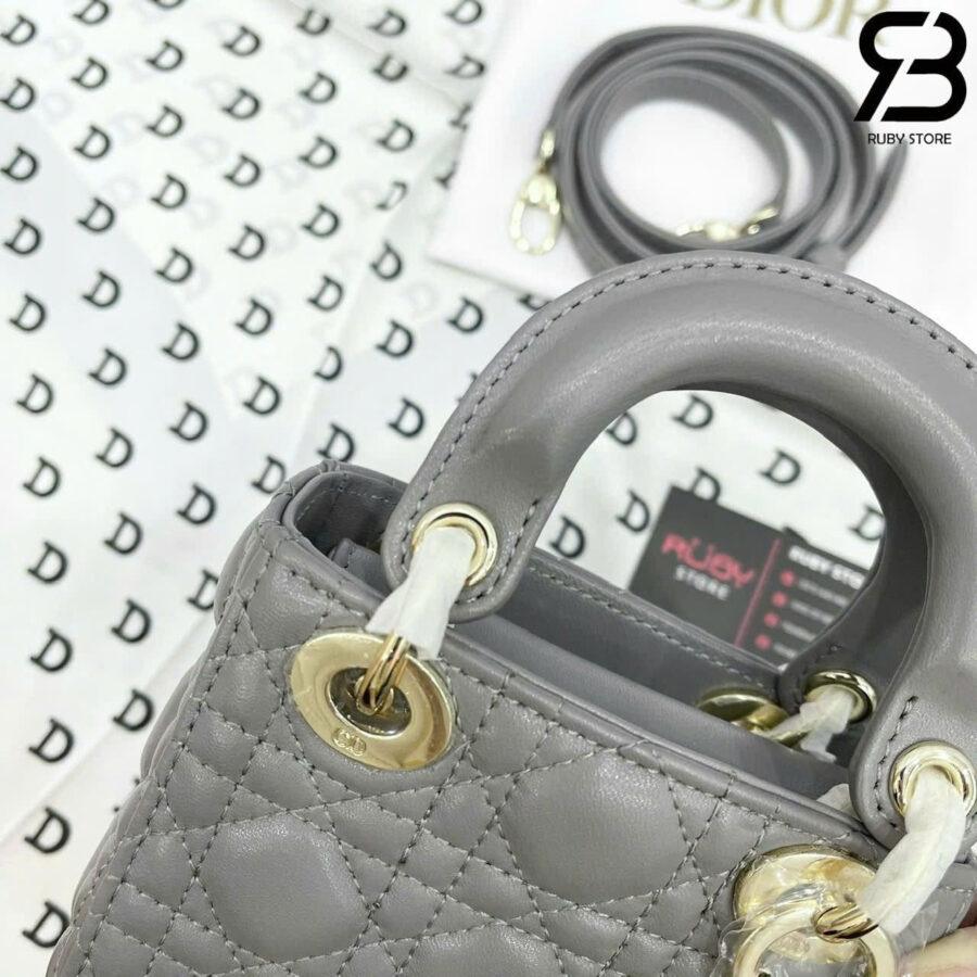 Túi Micro Lady Dior Lady Grey Lambskin GHW Màu Xám