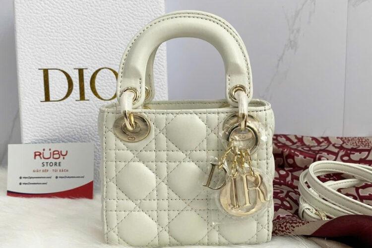 Túi Micro Lady Dior Lady Latte Lambskin GHW Màu Kem