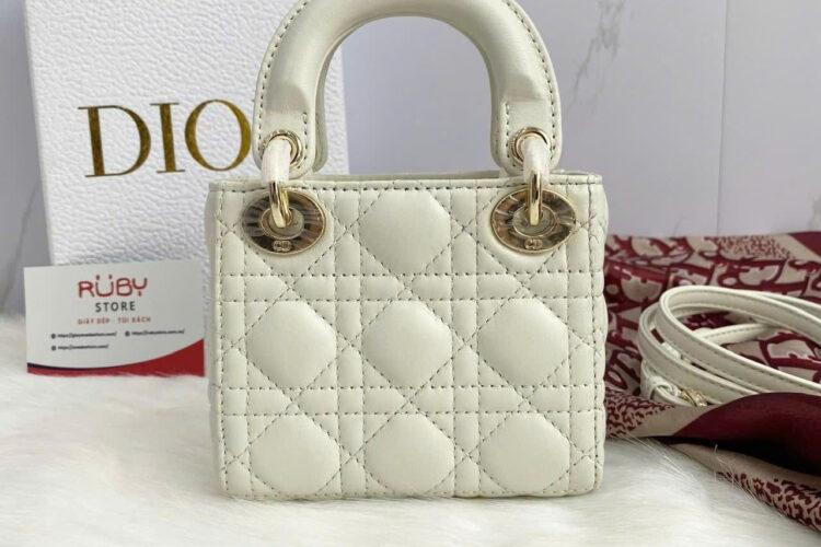 Túi Micro Lady Dior Lady Latte Lambskin GHW Màu Kem
