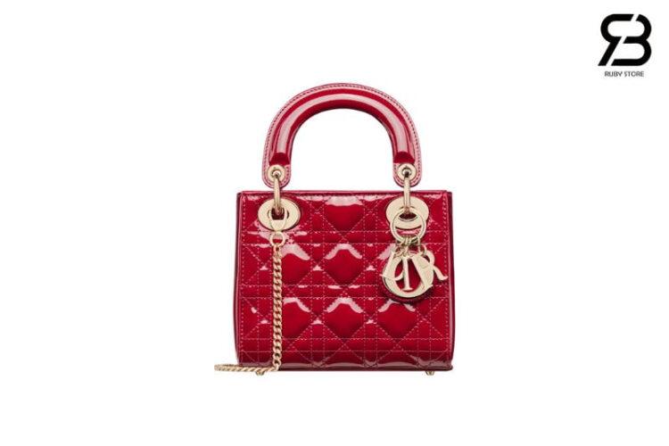 Túi Mini Lady Dior Bag Cherry Red Patent Cannage Calfskin Màu Đỏ