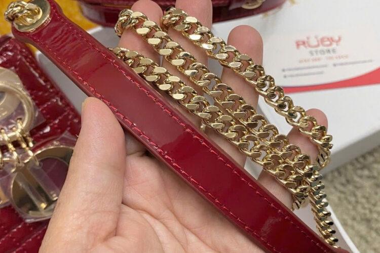 Túi Mini Lady Dior Bag Cherry Red Patent Cannage Calfskin Màu Đỏ