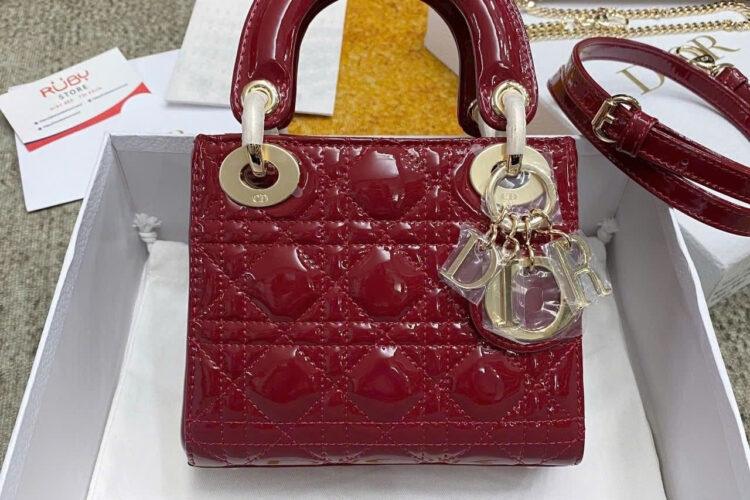 Túi Mini Lady Dior Bag Cherry Red Patent Cannage Calfskin Màu Đỏ