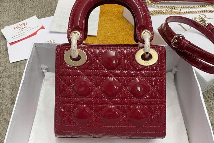 Túi Mini Lady Dior Bag Cherry Red Patent Cannage Calfskin Màu Đỏ