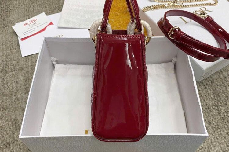 Túi Mini Lady Dior Bag Cherry Red Patent Cannage Calfskin Màu Đỏ