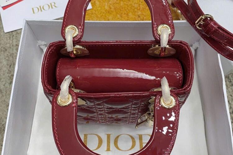Túi Mini Lady Dior Bag Cherry Red Patent Cannage Calfskin Màu Đỏ
