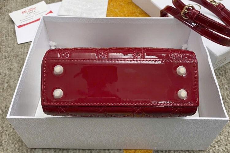 Túi Mini Lady Dior Bag Cherry Red Patent Cannage Calfskin Màu Đỏ