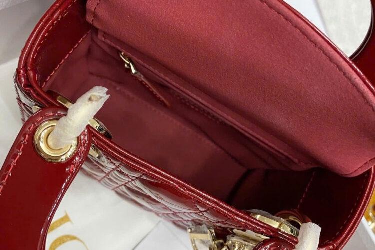Túi Mini Lady Dior Bag Cherry Red Patent Cannage Calfskin Màu Đỏ