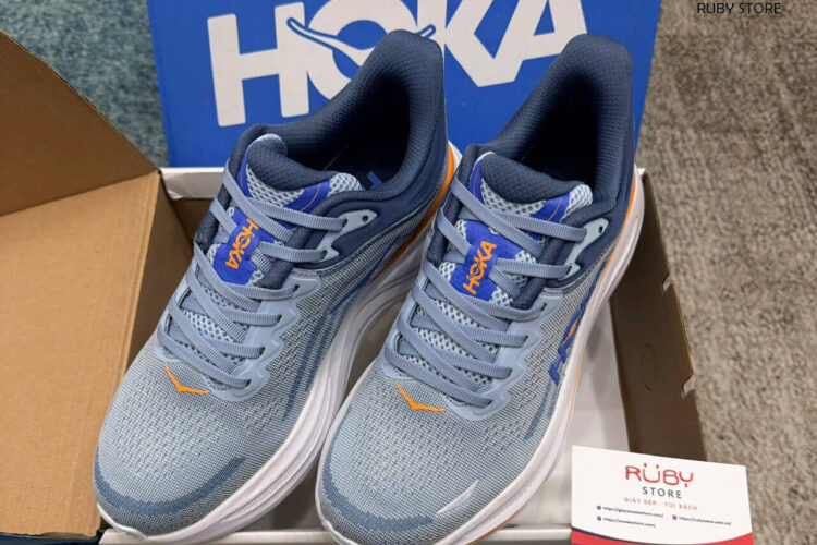 Hình ảnh thực tế Giày Hoka Bondi 9 Drizzle Downpour Xám Xanh