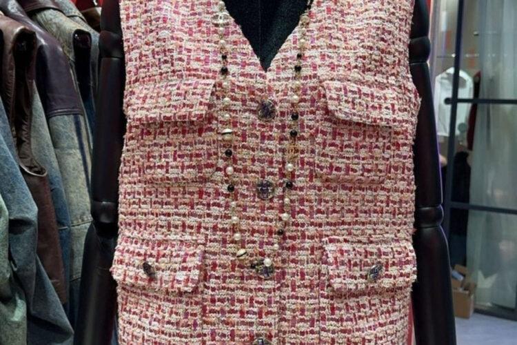 Áo CN 2025 Tweed Vest Pink Customized 02 Màu Hồng