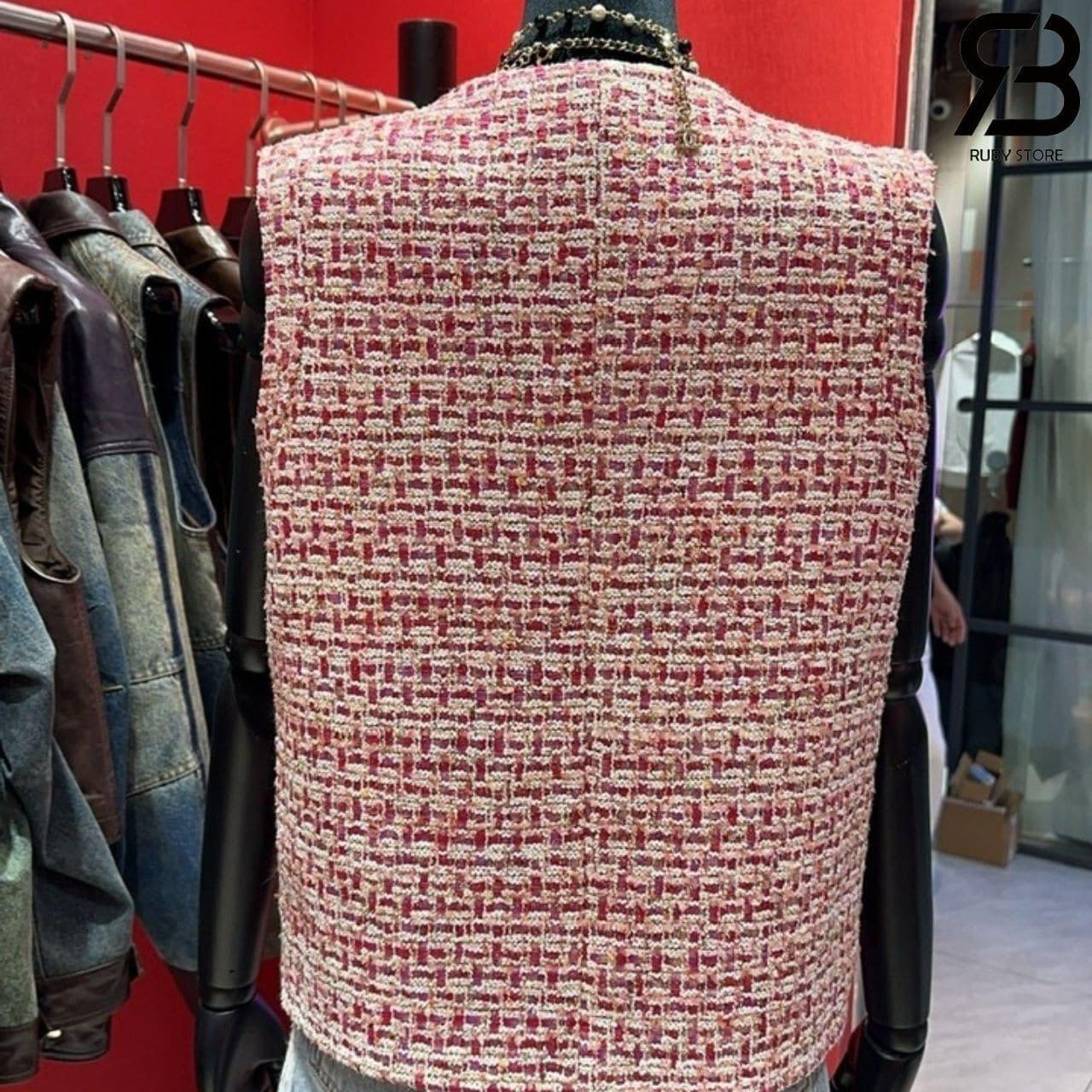 Áo CN 2025 Tweed Vest Pink Customized 02 Màu Hồng