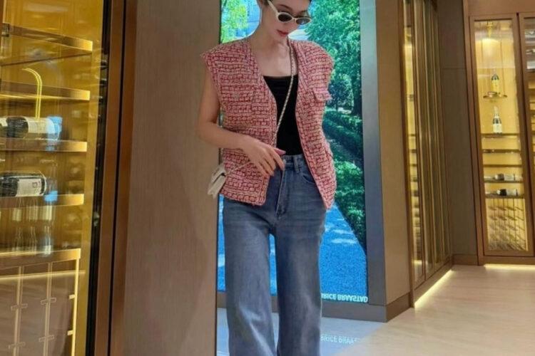 Áo CN 2025 Tweed Vest Pink Customized 02 Màu Hồng