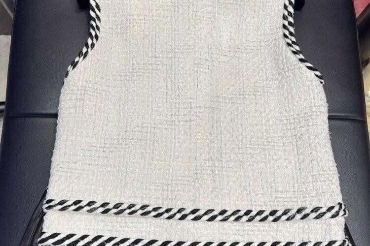 Áo CN 2025 Tweed Vest White Black Customized Trắng Đen