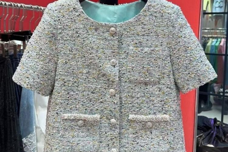 Áo CN 25 Tweed Jacket Blue Mint Pastel Màu Xám Xanh