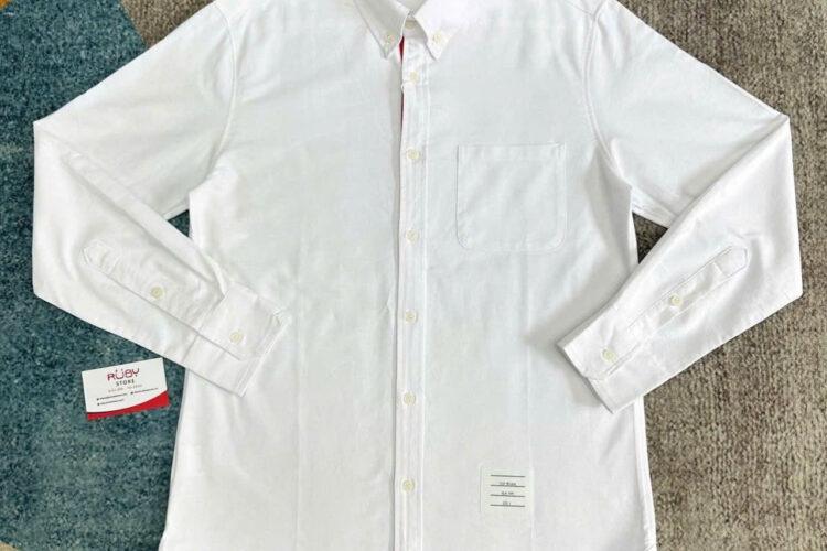 Áo Sơ Mi Thom Browne Trắng 3 Sọc Giữa