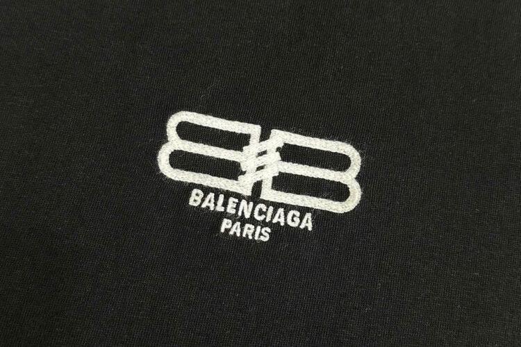 Áo Thun Balenciaga Embroidered Logo Cotton T-Shirt Black Đen