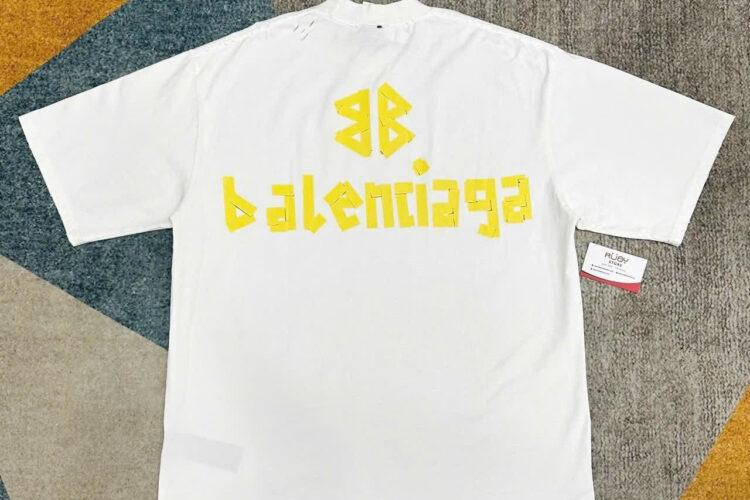 Áo Thun Balenciaga Tape Type T-Shirt In White Vintage Jersey Trắng