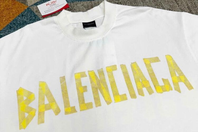 Áo Thun Balenciaga Tape Type T-Shirt In White Vintage Jersey Trắng