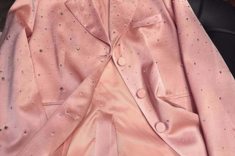 Áo YSL Pink Blazer Jacket with Crystal Màu Hồng