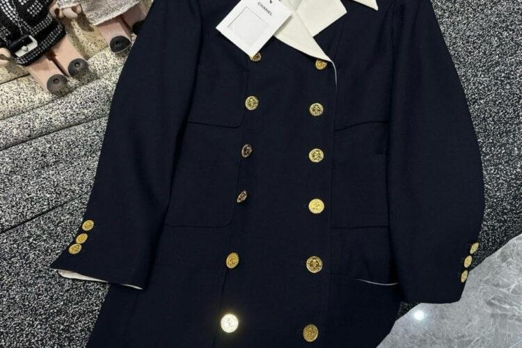 Đầm CN 24SS Black Dress Gold Button Xanh Dương