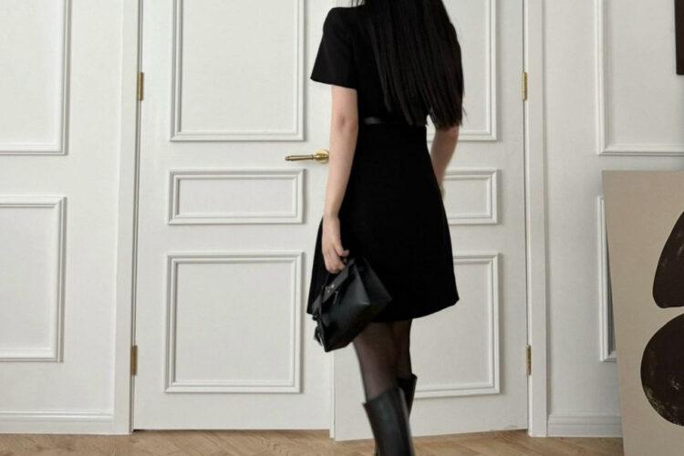 Đầm CN 24SS Black Dress With Belt Màu Đen
