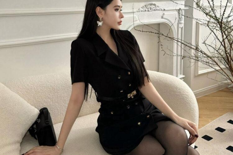 Đầm CN 24SS Black Dress With Belt Màu Đen
