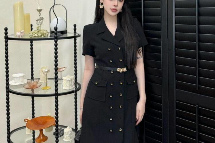 Đầm CN 24SS Black Dress With Belt Màu Đen