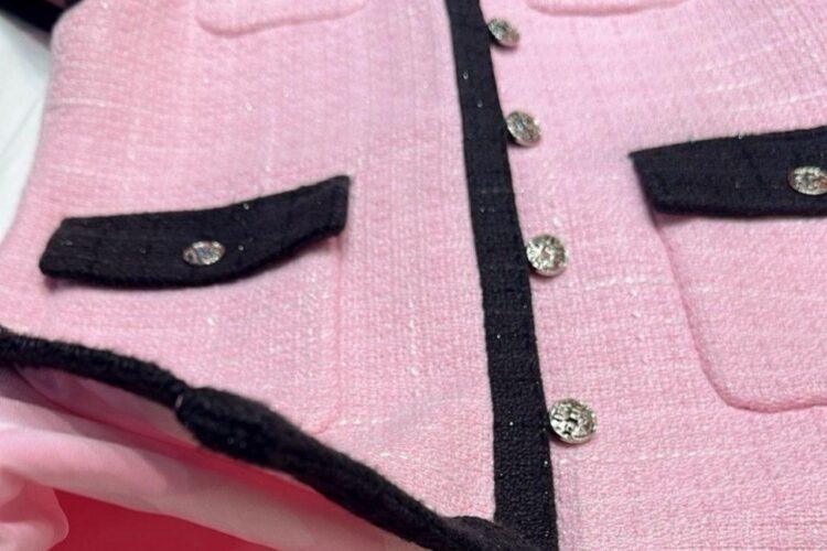 Đầm CN 24SS Pink Black Tweed Dress Màu Hồng