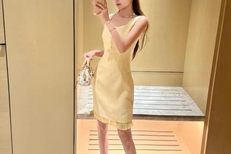 Đầm CN 24SS Yellow Tweed Dress Màu Vàng