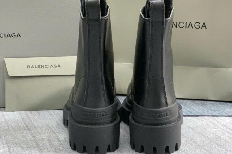 Giày Balenciaga Strike Lace Up Boots Black Calfskin Màu Đen