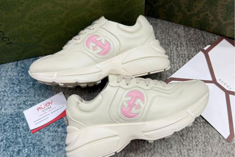 Giày Gucci Rhyton Sneaker Ivory Trắng hồng