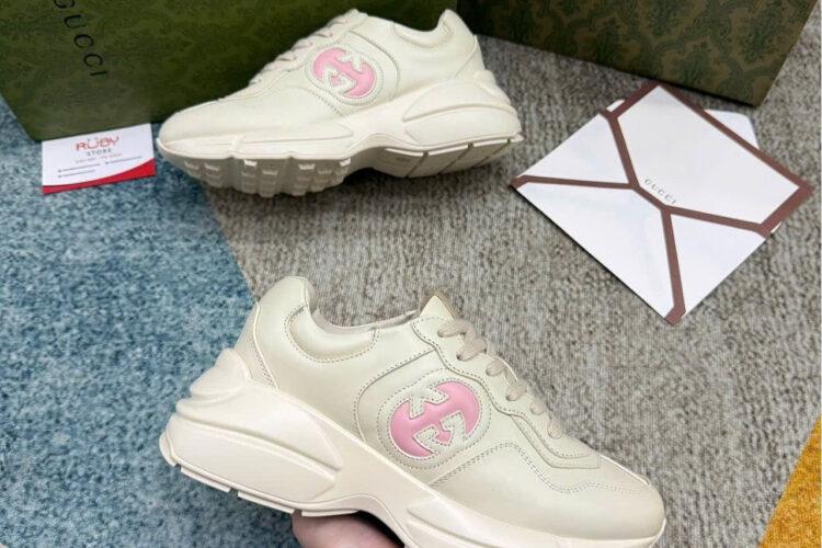 Giày Gucci Rhyton Sneaker Ivory Trắng hồng