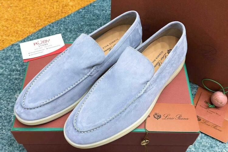 Giày Loro Piana Summer Walk Charm Loafer Gull Grey Xám