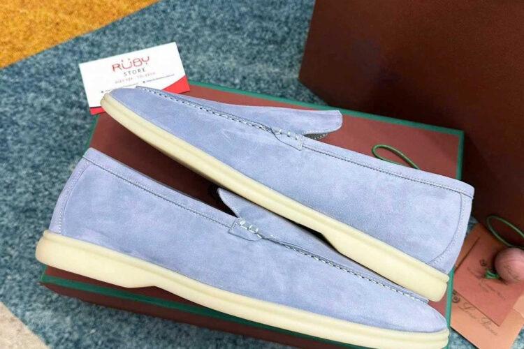 Giày Loro Piana Summer Walk Charm Loafer Gull Grey Xám