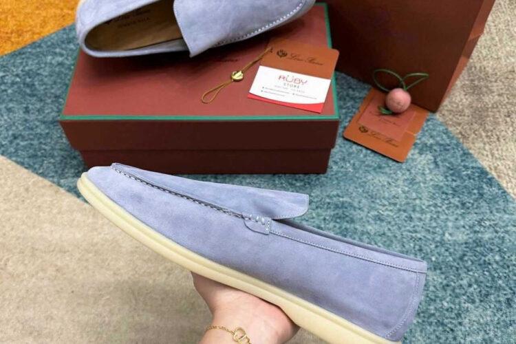 Giày Loro Piana Summer Walk Charm Loafer Gull Grey Xám