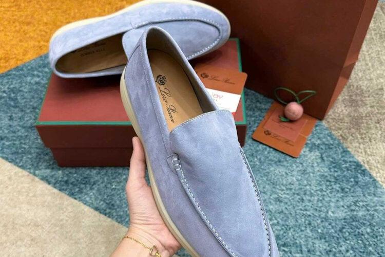 Giày Loro Piana Summer Walk Charm Loafer Gull Grey Xám
