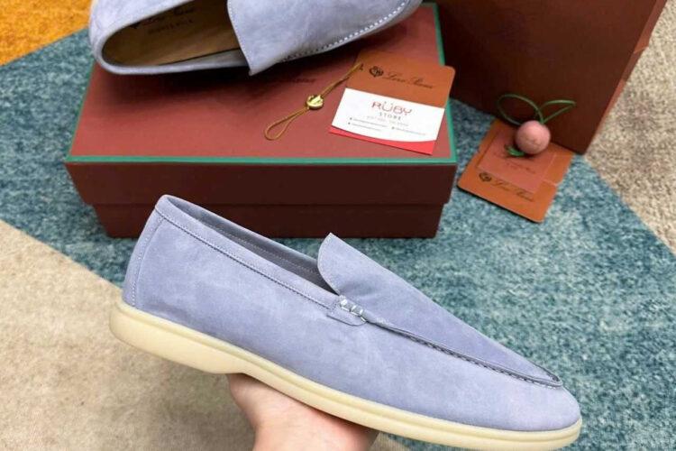 Giày Loro Piana Summer Walk Charm Loafer Gull Grey Xám