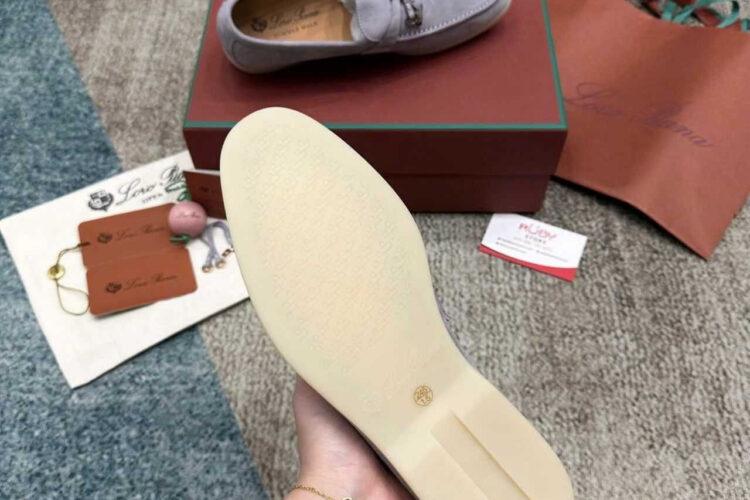 Giày Loro Piana Summer Walk Charm Loafer Pearl Grey Xám